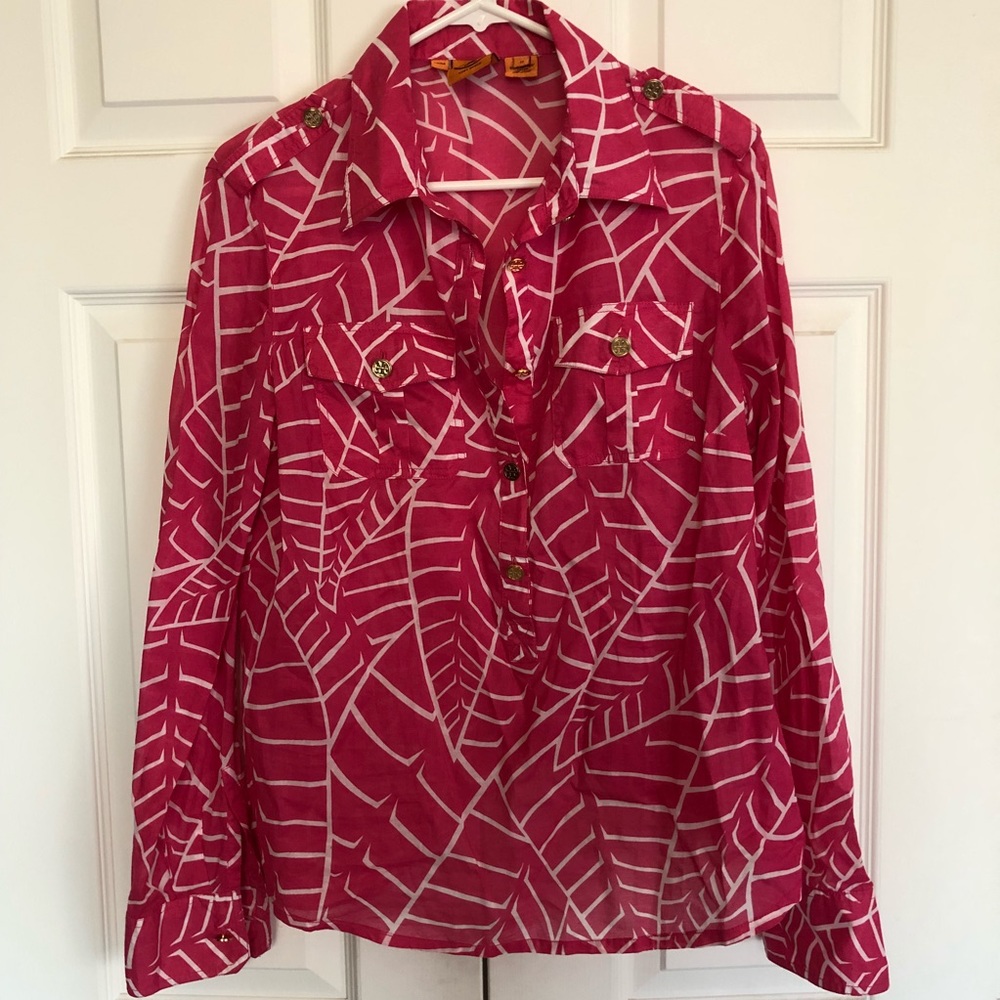 Tory Burch pink blouse size 12